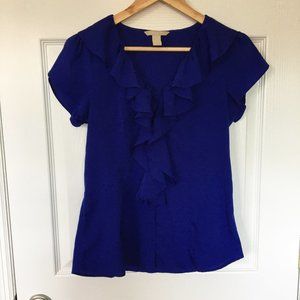 Banana Republic | Silky Blue Ruffle Blouse